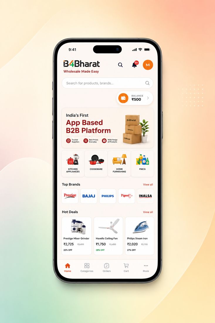 B4Bharat app ka home screen